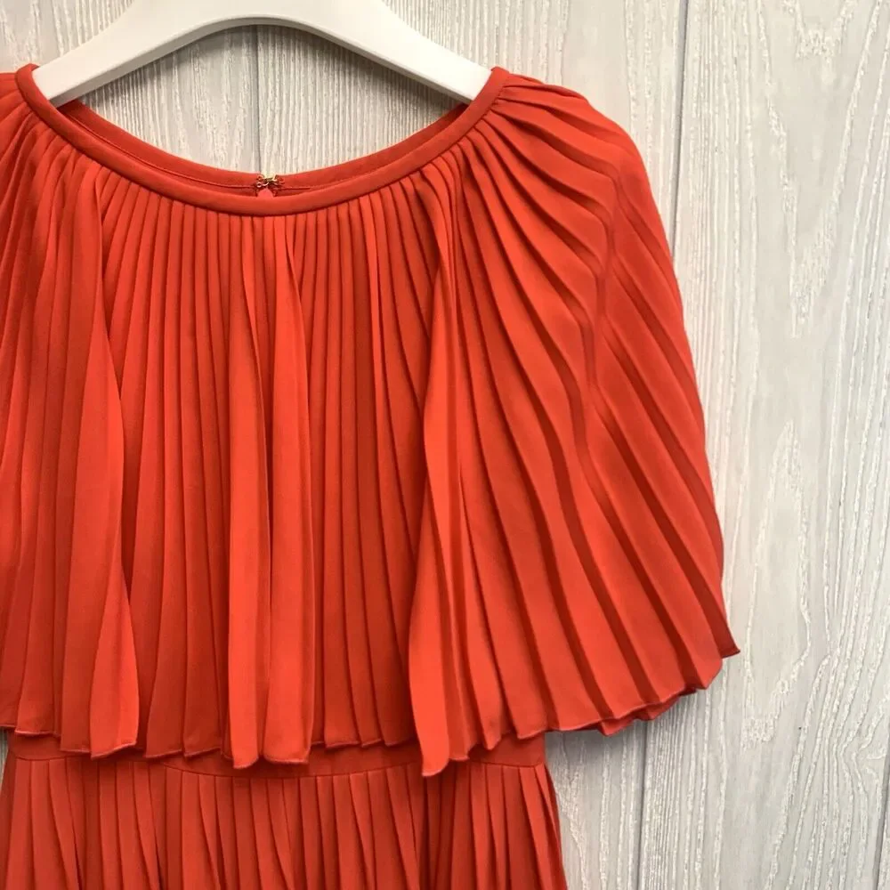 Kate Spade Pleated Cape Dress Persimmon Grove Size 0 NWT